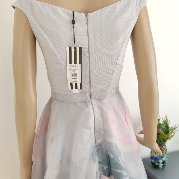Coast Multi Vinca Printed Overlay Midi Dress Size 6 Wedding £169 - Picture 11 of 16